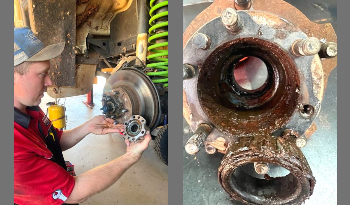 Water logged wheel bearings in landcruiser.